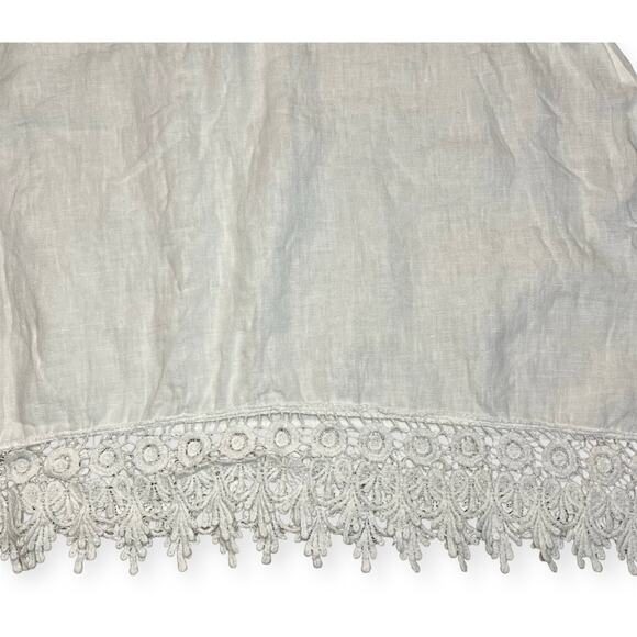 Terzo Millennio White Boho Bohemian Festival Minimalist Lien Shirt Size Large - Picture 2 of 7